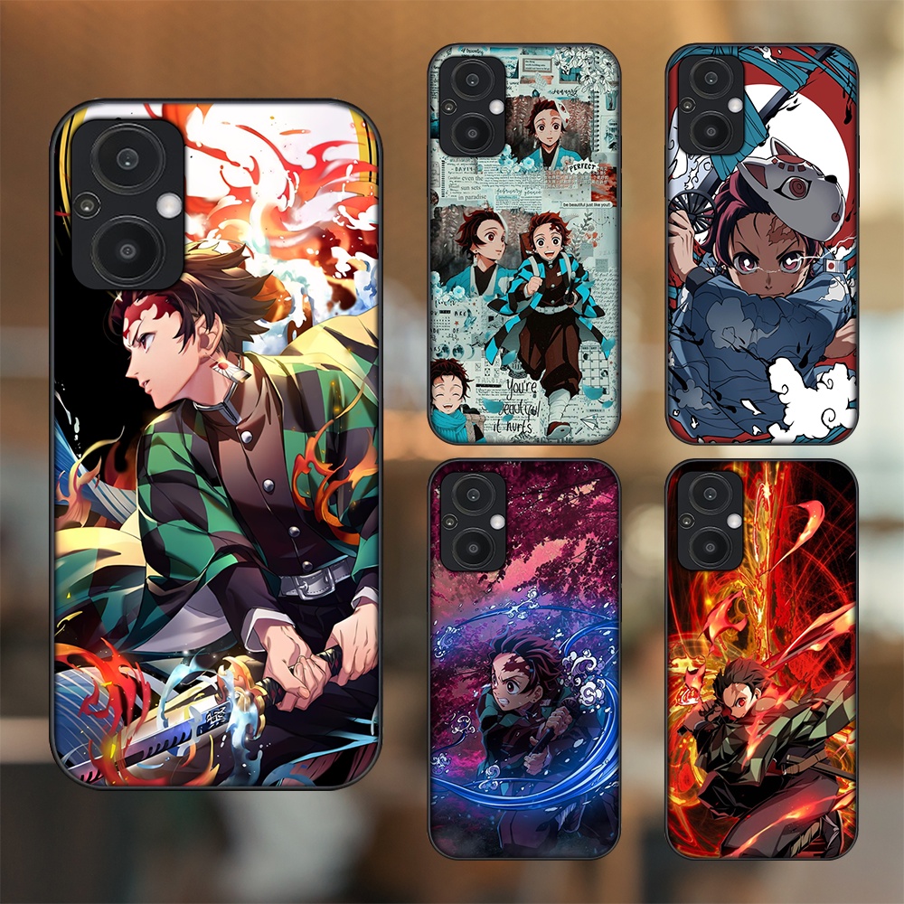 Ốp lưng Oppo Reno 7Z 5G viền đen in hình Tanjiro Kimetsu No Yaiba