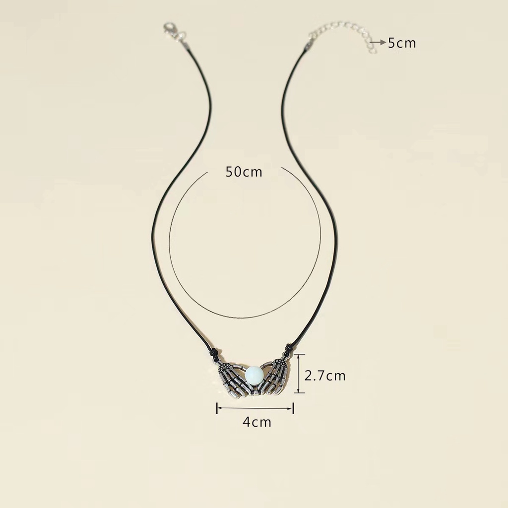 Vòng cổ Mặt Hình Bàn Tay Và Móng Vuốt Đầu Lâu Phát Sáng Phong Cách Retro