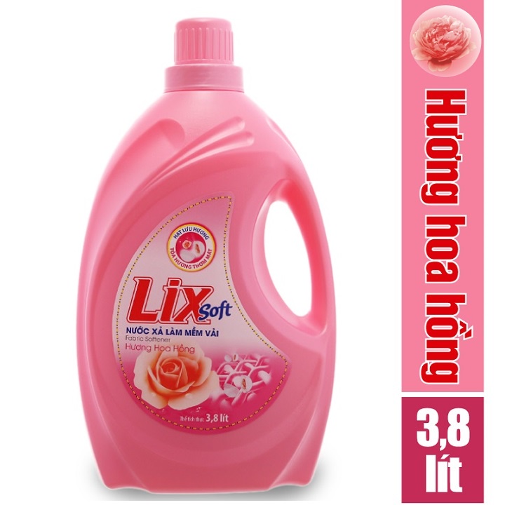 Nước xả vải Lix Soft hương hoa hồng 3.6lít (LSH38)