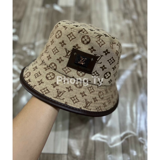 Siêu phẩm nón bo cụp thêu logo L viền da cao cấp
