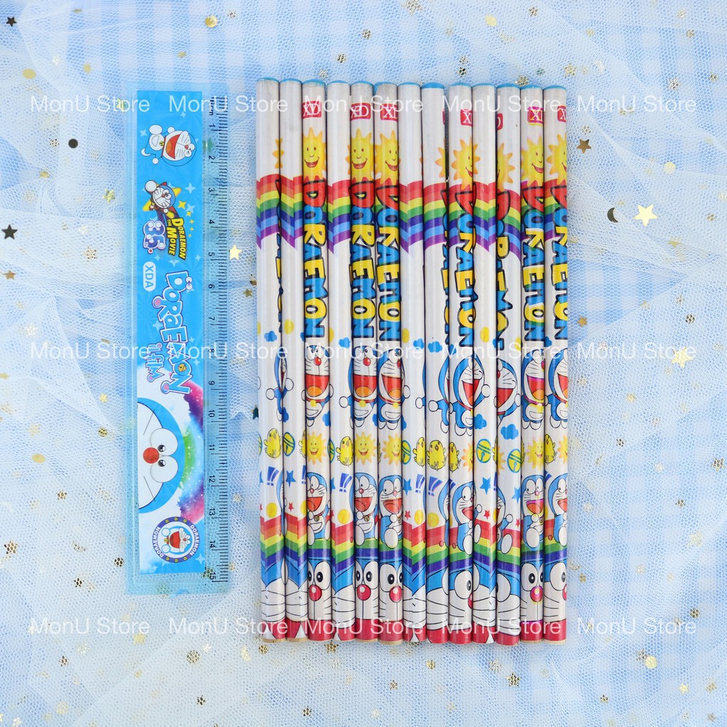 Hộp 12 cây bút chì gỗ DORAEMON DOREMON dễ thương cute MON0075