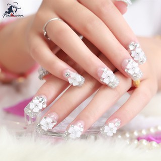 [Hàng mới về] Bộ 24 móng tay giả đính đá giả kim cương trang trí dành cho cô dâu