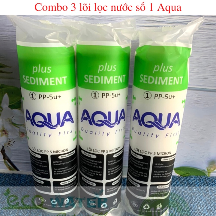 Combo 3 lõi lọc nước số 1 aqua - Tặng kèm dây phi 6 - Ecoaqua025