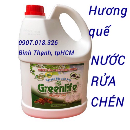 Nước rửa chén sinh học Greenlife 4 lít, HƯƠNG QUẾ VÀ KHÔNG MÙI, Bonami