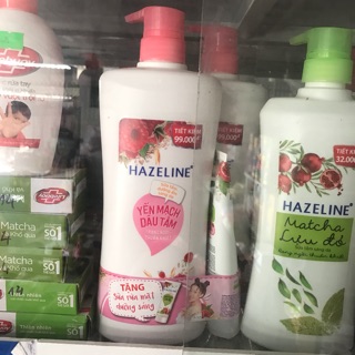 SỮA TẮM HAZELINE MATCHA LỰU ĐỎ 900ml tặng sữa rửa mặt 80g