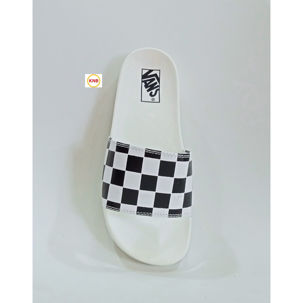 Dép unisex 𝐌𝐋𝐁 𝐕𝐀𝐍𝐒 caro ❤️FREESHIP + Hộp❤️ dép quai ngang thể thao nam nữ caro đen full hộp thẻ, hàng sẵn