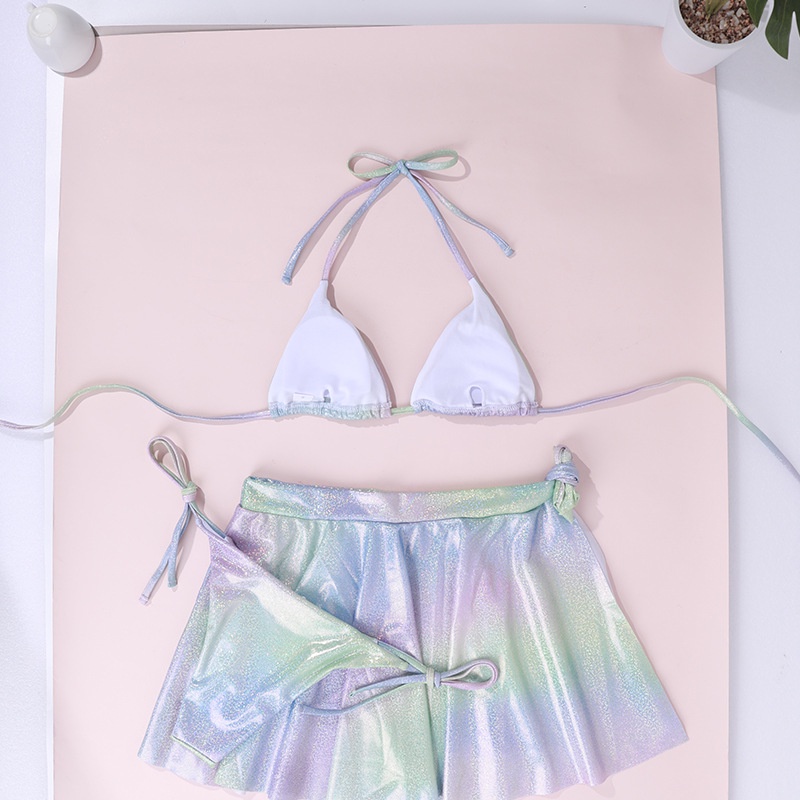 Phụ nữ Bơi Vòng tay Chất Liệu 3 Piece Cover Skirt Tie Bikini Đồ Bơi | BigBuy360 - bigbuy360.vn