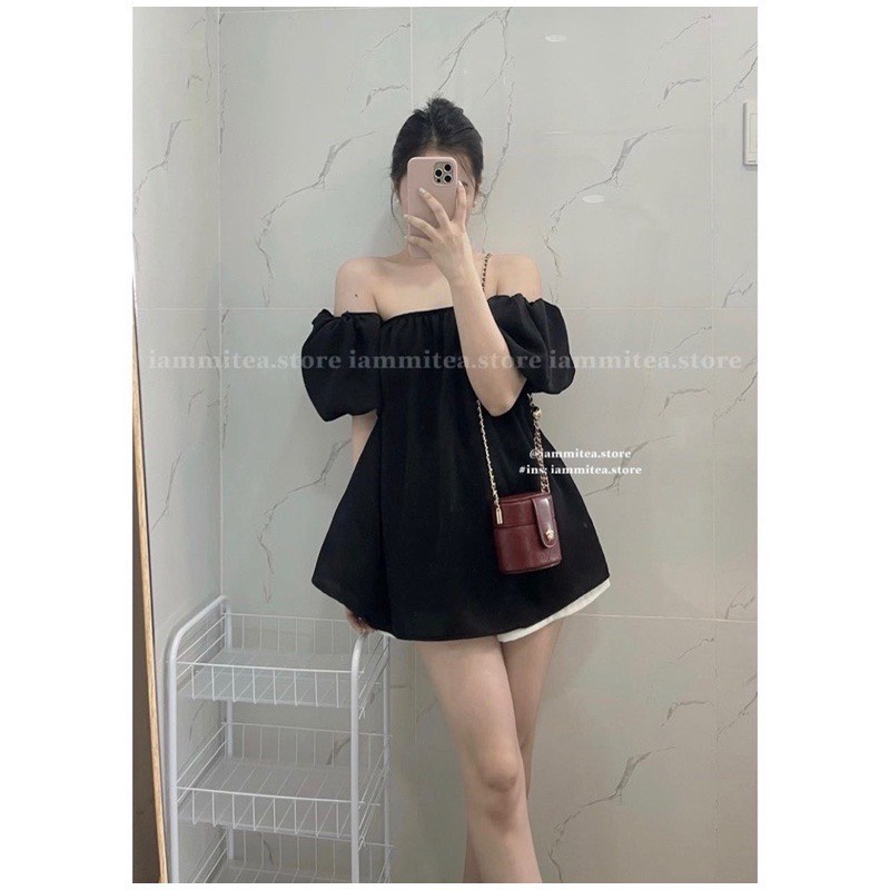Áo Thô Trễ Vai Tay Phồng Dáng Giấu Quần Siêu Xinh - SIKY AT09