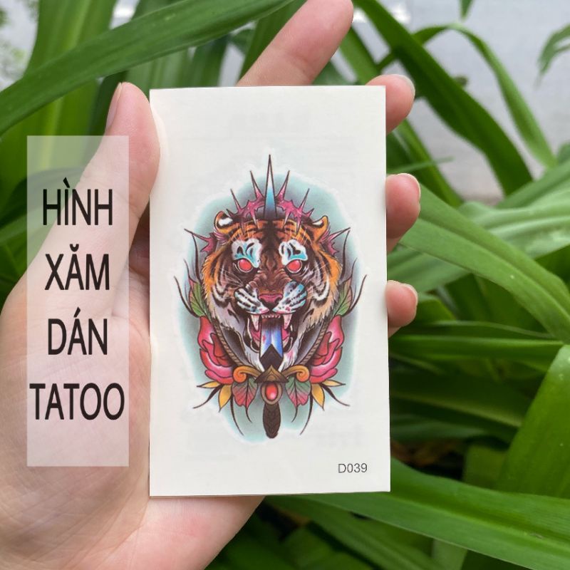 Hình xăm động vật hổ kiếm d39 size nhỏ &lt;10x6cm. Tatoo dán tạm thời