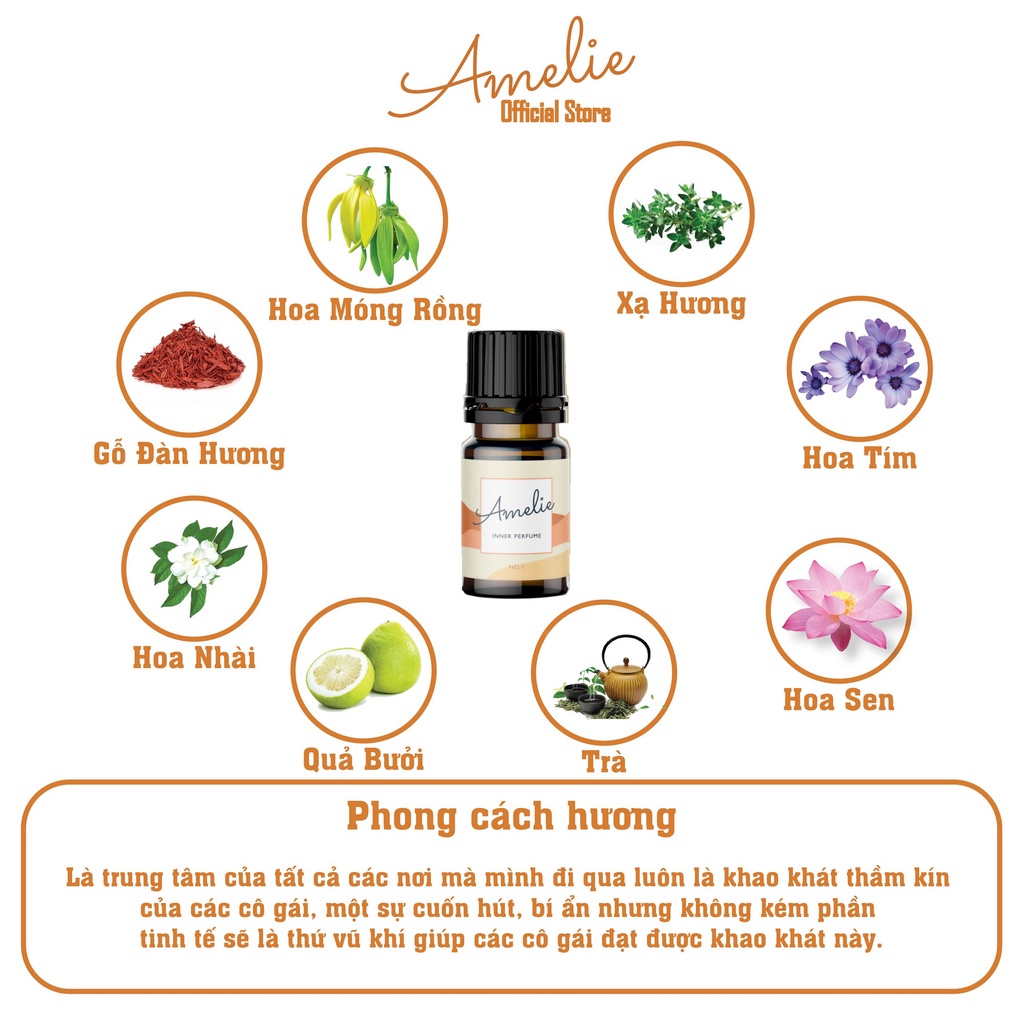 Nước Hoa Vùng Kín Cho Nữ Amelie 5ml - 8 Mùi Hương Quyến Rũ, Ngọt Ngào - Chiết Xuất Thiên Nhiên Thoải Mái Chọn Lựa