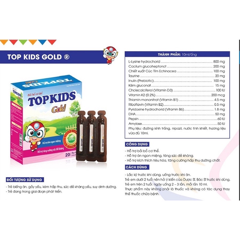 SI RÔ TOPKIDs  GOLD, CANXI HỖ TRỢ BỒI BỔ CƠ THỂ, GIÚP ĂN NGON MIỆNG TĂNG CÂN CHO TRẺ BIẾNG ĂN