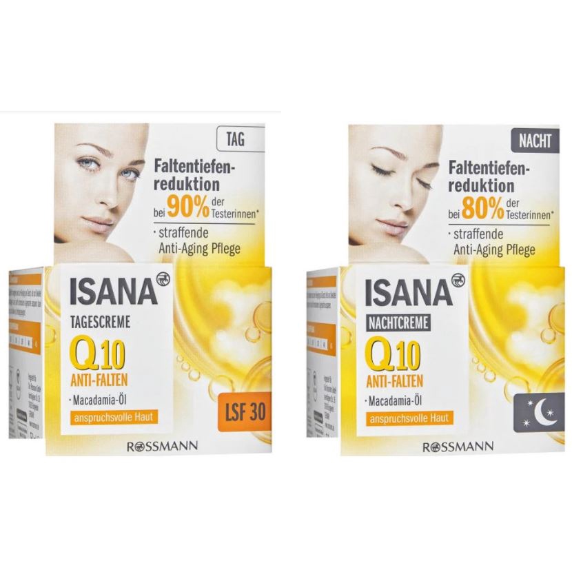Kem dưỡng da Isana Q10 giảm nhăn chống lão hóa ngày và đêm 50ml - Hàng nội địa Đức