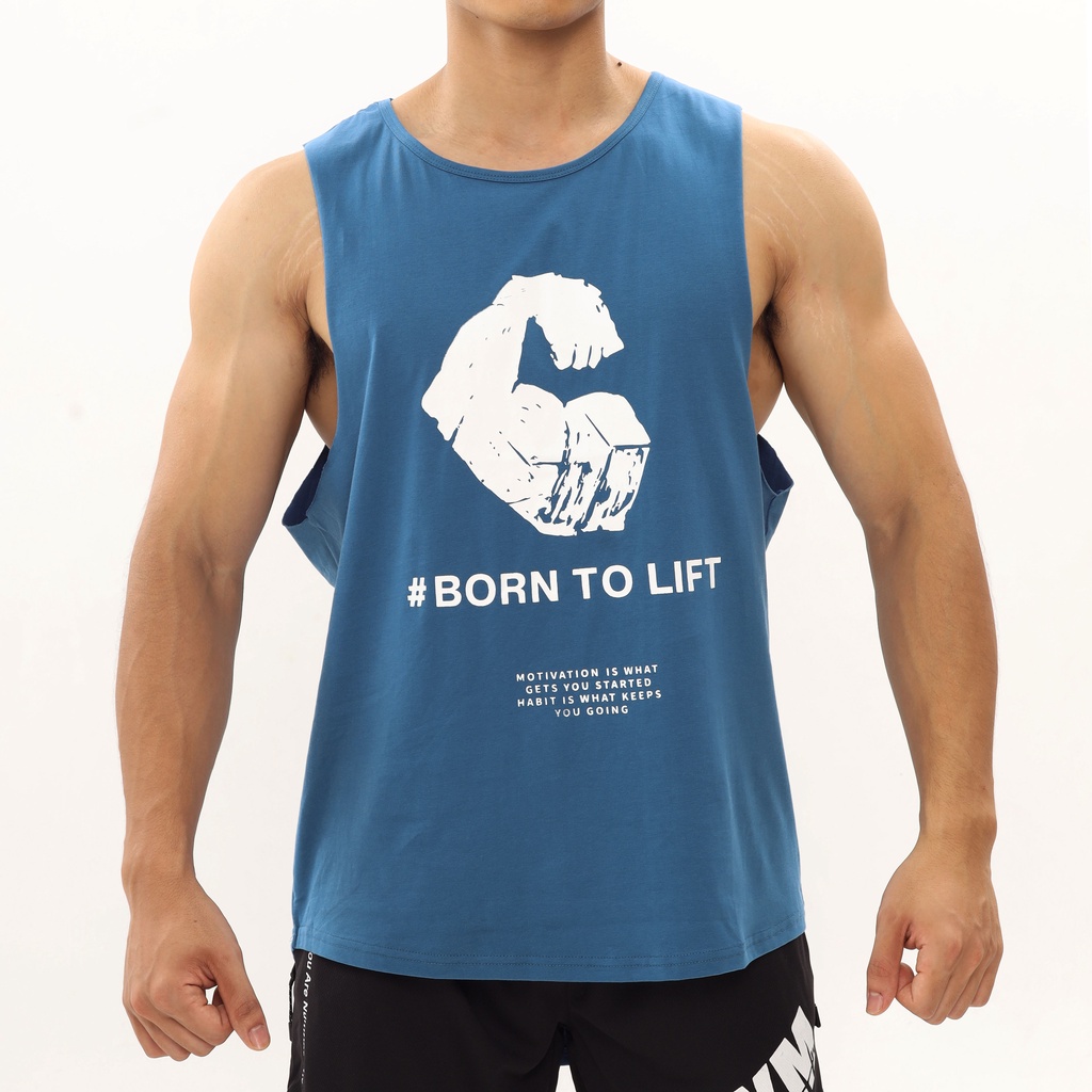 Áo Tanktop Nam Born To Lift Mặc Tập Gym,Chạy Bộ Chất Cotton Cao Cấp Thấm Hút Mồ Hôi