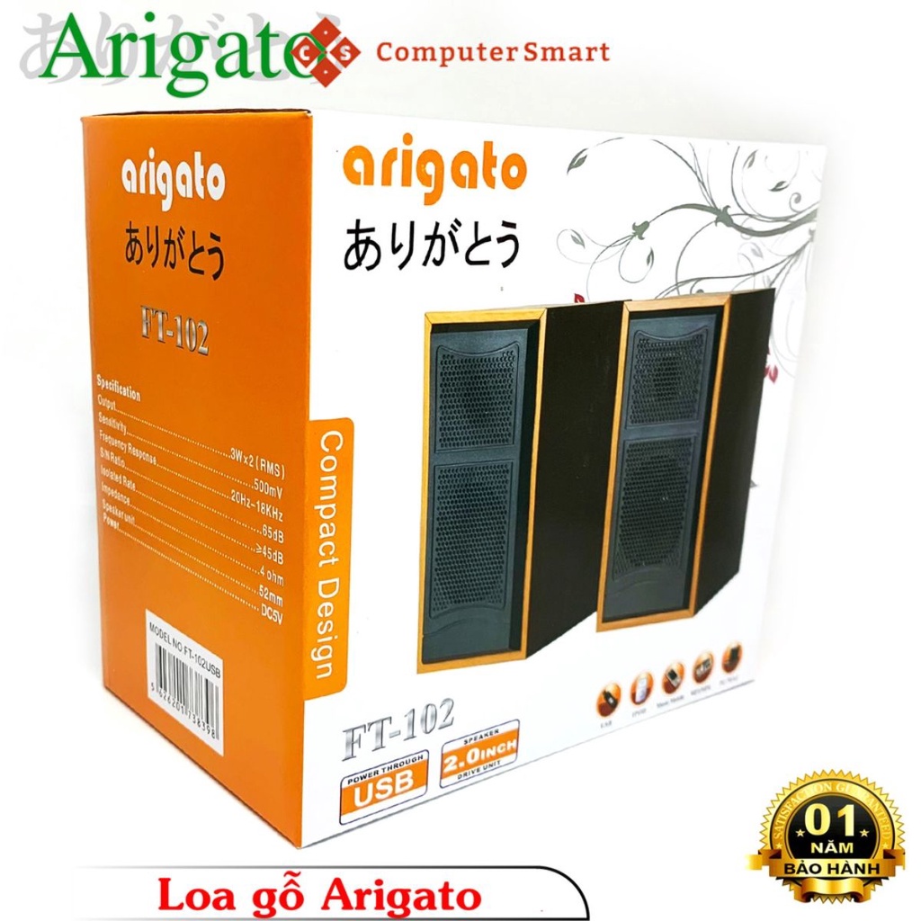 Loa máy tính, Loa Vi Tính 2.0 ARIGATO FT 102/M22 Hàng Chính Hãng, âm lượng lớn, chất lượng âm thanh hoàn hảo