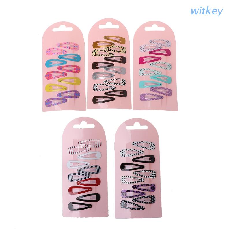 Set 10 Kẹp Tóc Kim Loại Nhiều Màu Sắc Dễ Thương Cho Bé Gái