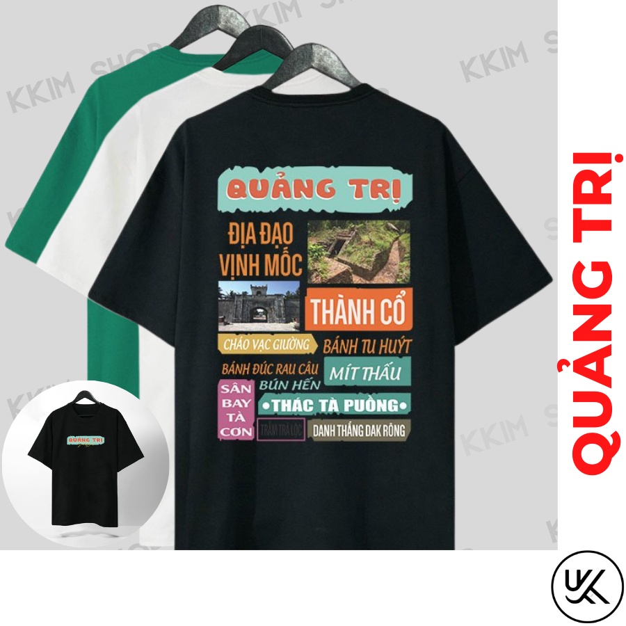 Áo thun tay lỡ QUANG TRI, Áo phông 63 tỉnh thành Form rộng oversize, chất liệu Cotton KKIMSHOP