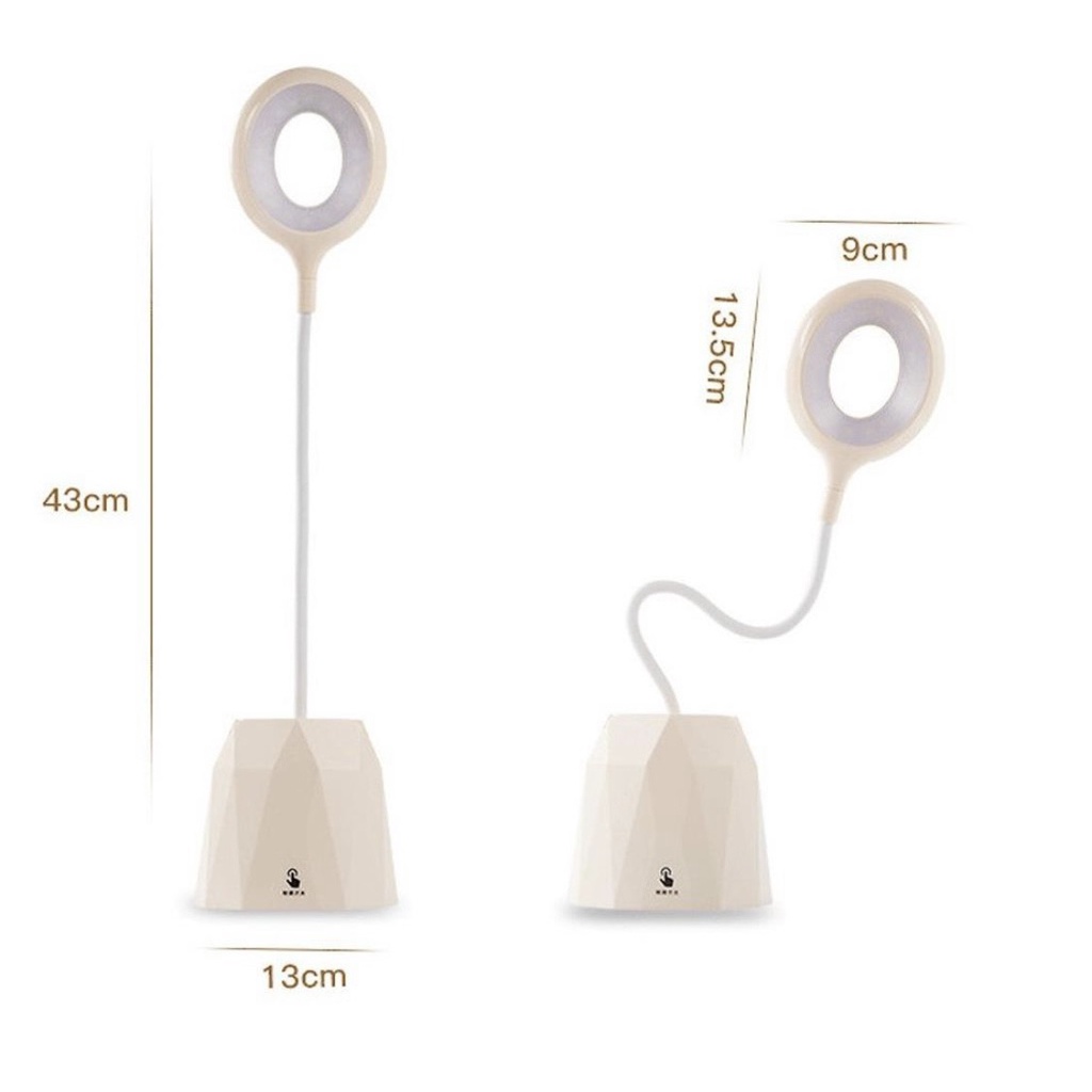 Đèn Bàn Tích Điện có giá để điện thoại cổng sạc USB đèn học chống cận.