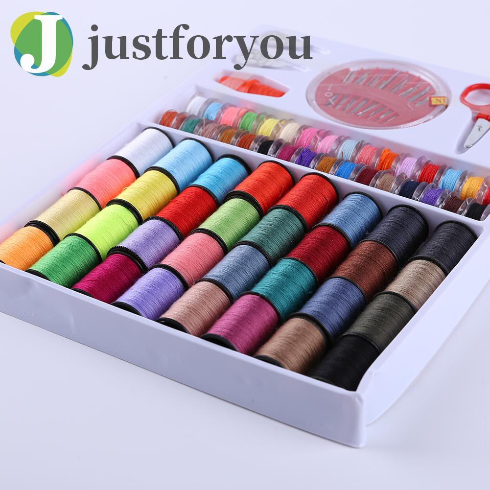 Justforyou2 100pcs Assorted Color Thread Set Embroidery Sewing Machine Spool Bobbin Kit