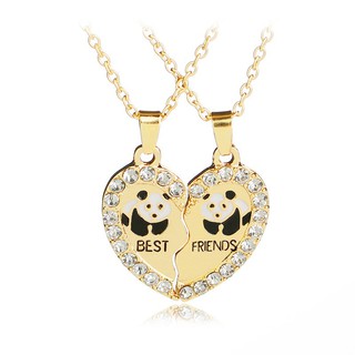 Dây chuyền tình bạn mặt trái tim ghép đôi khắc chữ Best Friends