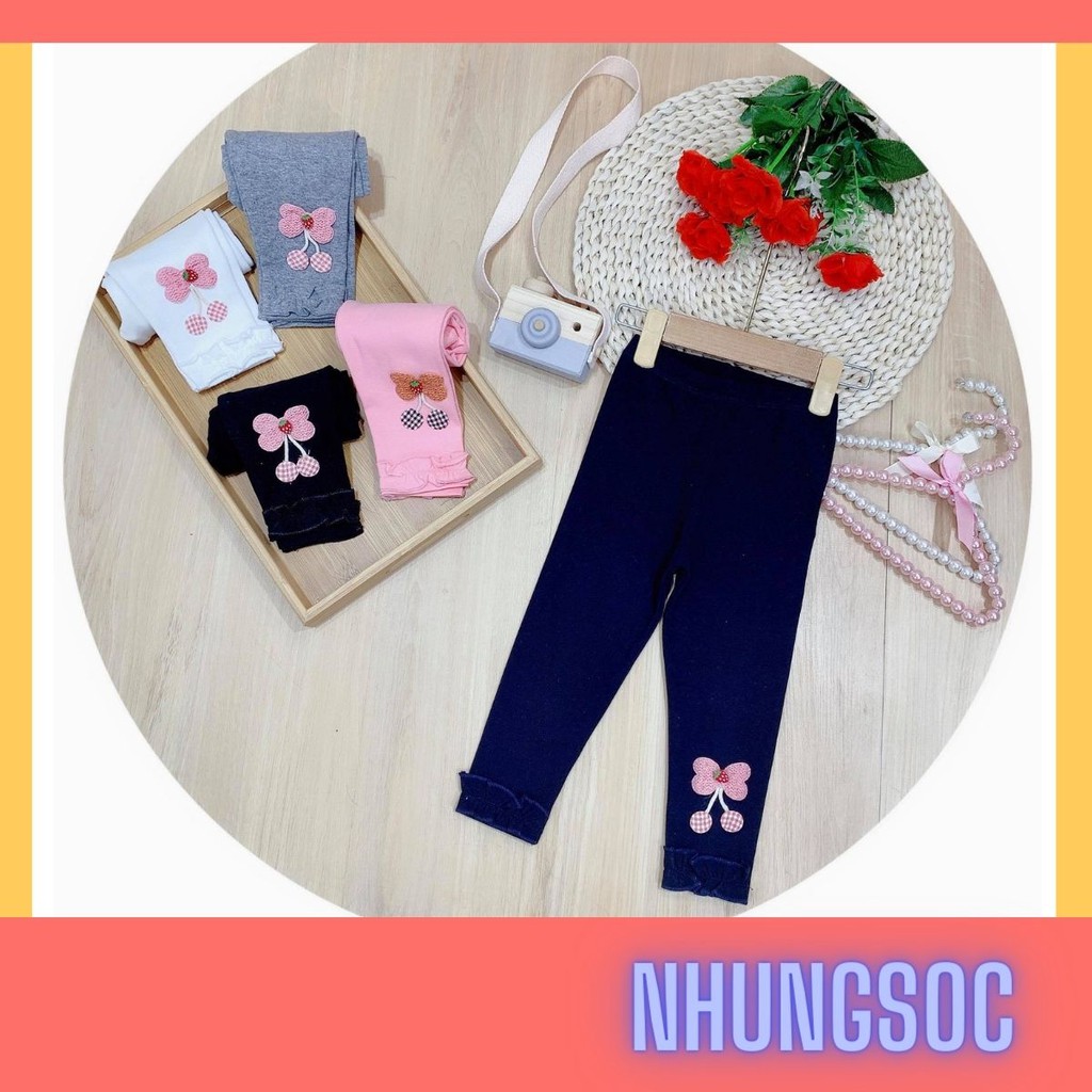 ✔️22-40kg✔️ Quần legging cotton len bé gái size đại đính dâu tây, HÀNG CỰC ĐẸP