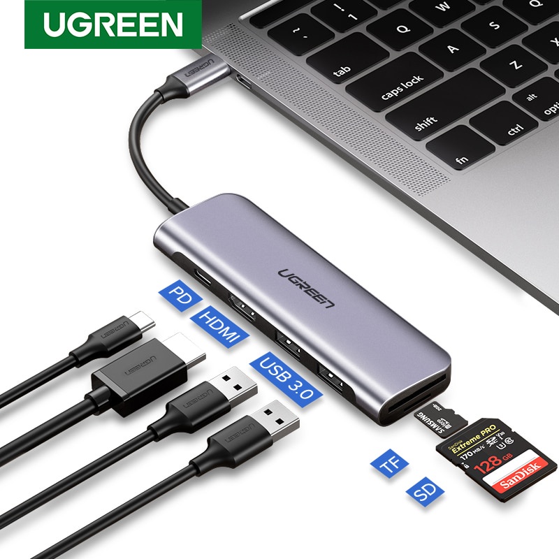 Hub USB C 6 in 1 Ugreen 70411 60384  Chính Hãng CM195