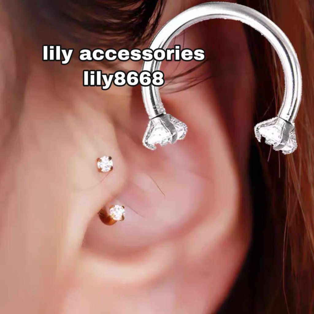 U-SHAPED EARRING khuyên tai titan chữ U đính kim không gỉ không đen không dị ứng nam nữ unisex bts