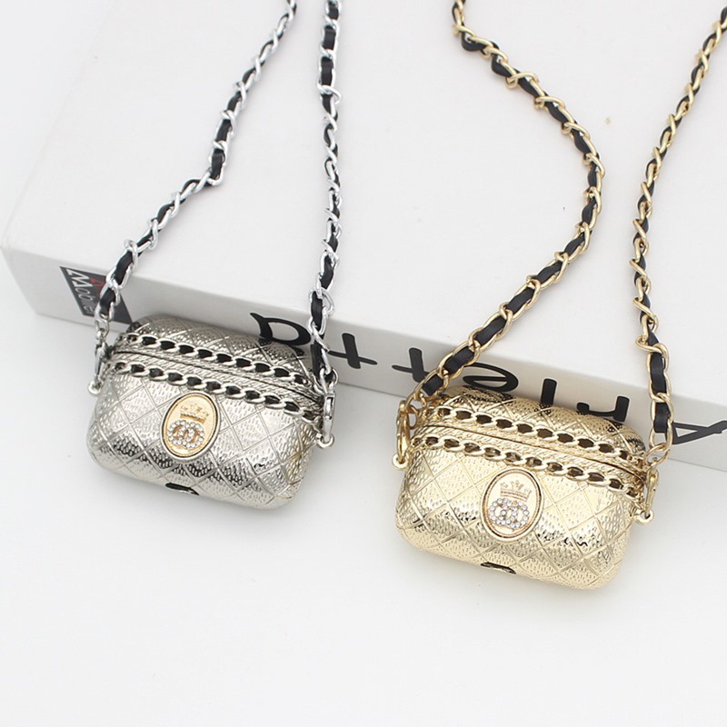 Túi Đeo Chéo Mini Một Dây Màu Đen Đính Đá Phối Dây Xích Trang Trí Hình Son Môi