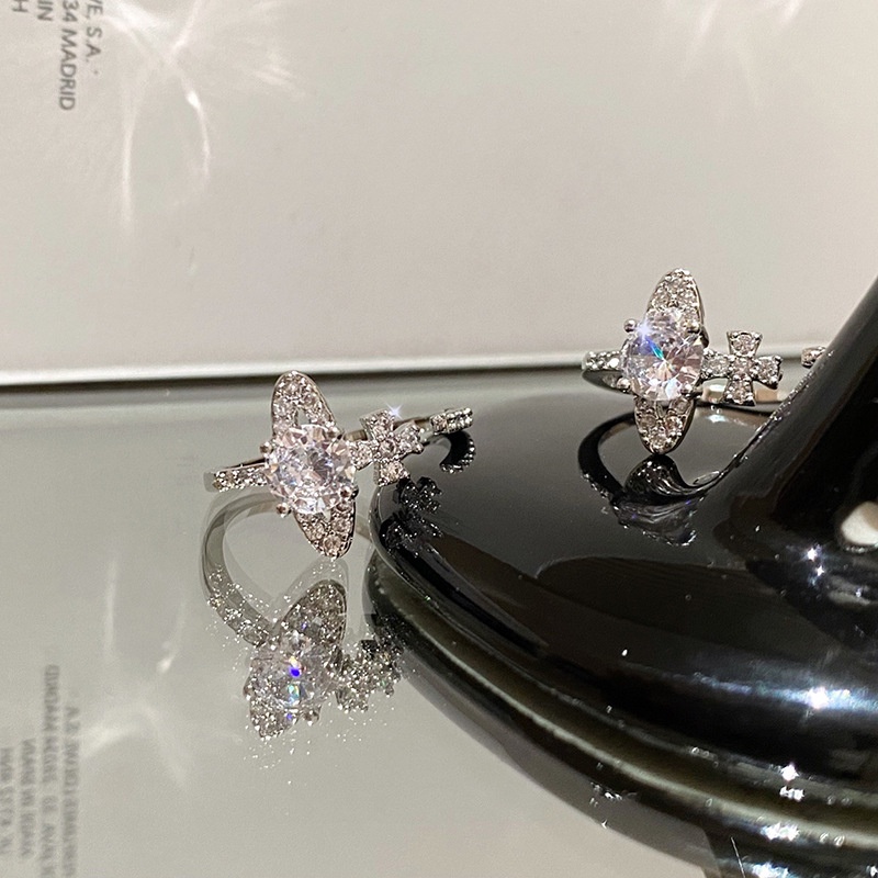 Nhẫn Hở Đính Đá Zircon Hình Hành Tinh Thời Trang Ngọt Ngào