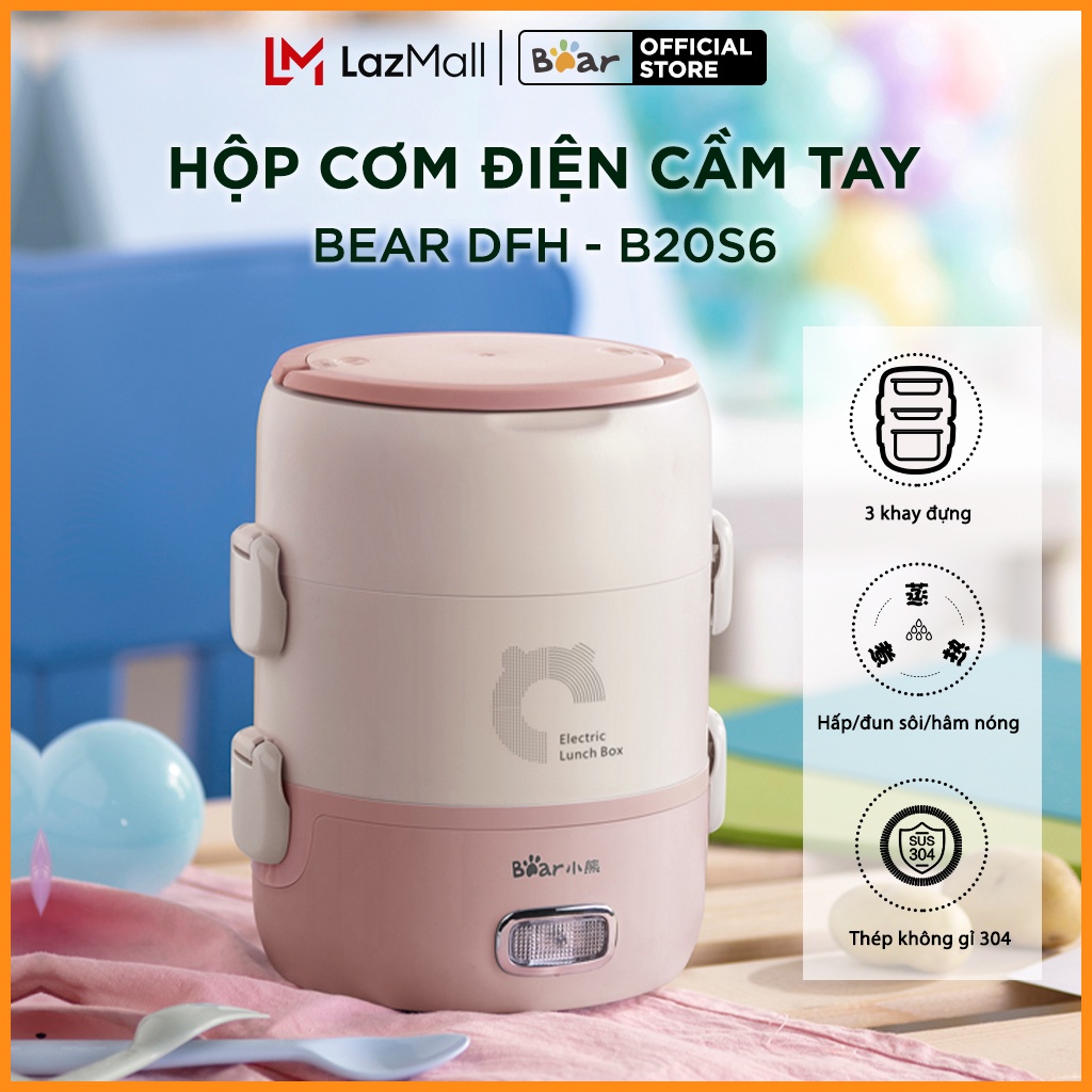 Hộp cơm điện cầm tay đa năng Bear DFH-B20S6 - Chính Hãng - BH 18 tháng. Hộp cơm điện thông minh