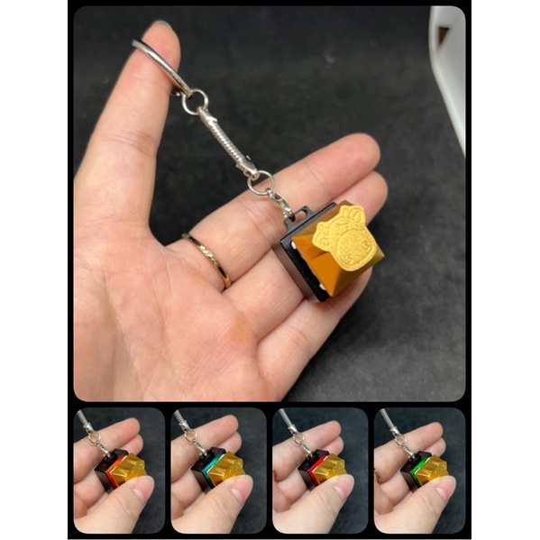 Móc khóa bàn phím cơ LED kim loại kèm keycap kim loại