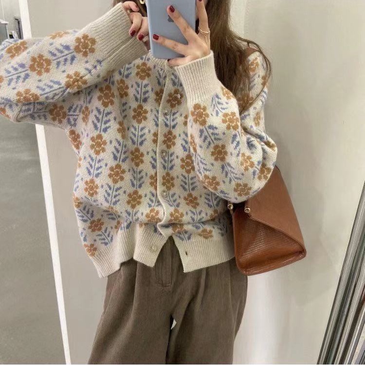 Áo khoác cardigan dệt kim tay dài dáng rộng phong cách thời trang Hàn Quốc cổ điển nữ tính thanh lịch  | WebRaoVat - webraovat.net.vn