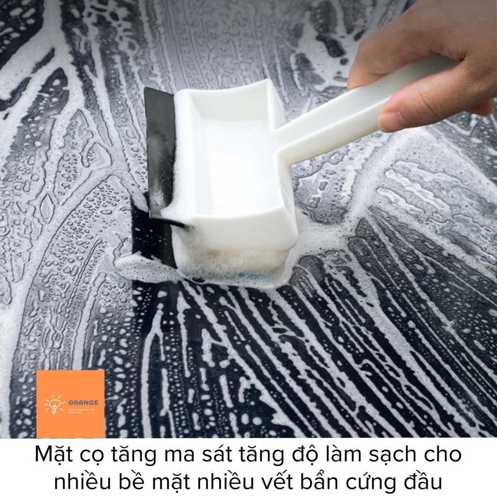 CÂY LAU KÍNH CẦM TAY ĐA NĂNG 2IN1 Dụng cụ vệ sinh cửa kính có cọ vệ sinh nhiều bề mặt Cây cọ vệ sinh có tay cầm Orange