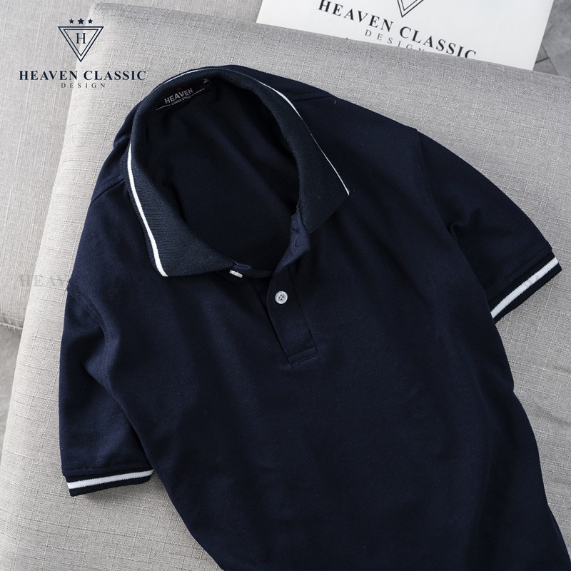 Áo polo nam viền cổ và tay màu tím than hàng may kĩ cao cấp,vải cotton mềm mịn