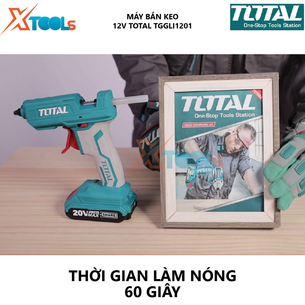 Súng bắn keo dùng pin Total TGGLI1201 KHÔNG KÈM PIN VÀ SẠC, Đường kính keo dính 11,2mm chính hãng [XTOOLs][XSAFE]