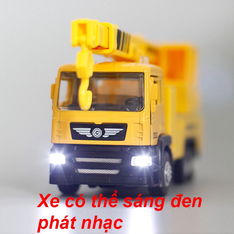 MÔ HÌNH Xe Tải Cần Cẩu, Xe đồ chơi đầu Kim Loại chống va đập, có nhạc và đèn cho bé  | MINIAUTO tỷ lệ 1:50