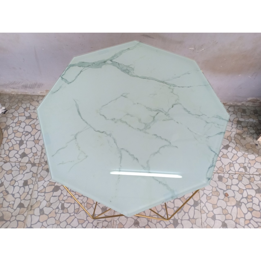 Bàn trà sofa KIM CƯƠNG  khung VÀNG ,kính cường lực BÁT GIÁC TRẮNG... SANG ..XỊN..