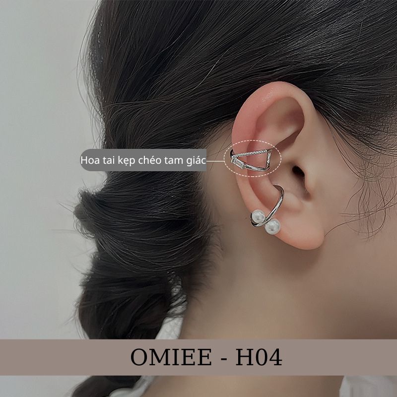 Khuyên tai kẹp vành bạc S925 không cần bấm lỗ cá tính OMIEE