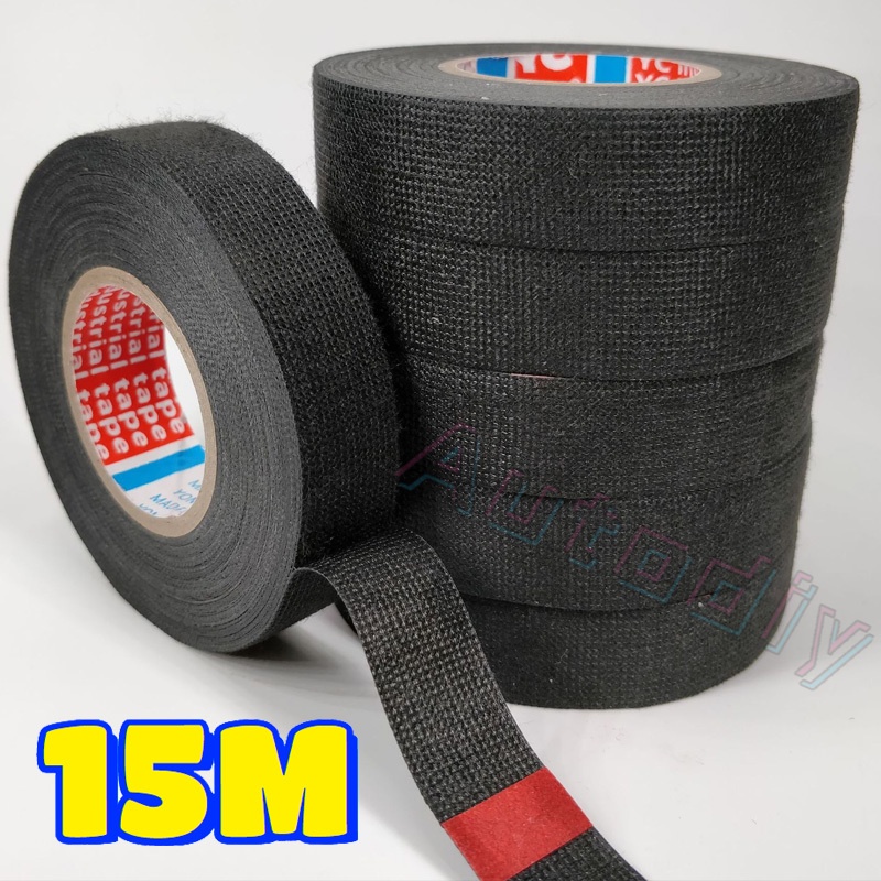 Cuộn băng keo vải 15m kháng mòn cách nhiệt chuyên dụng cho hệ thống dây điện xe hơi Băng dính vải chịu nhiệt làm dây điện ô tô có thể xé bằng tay