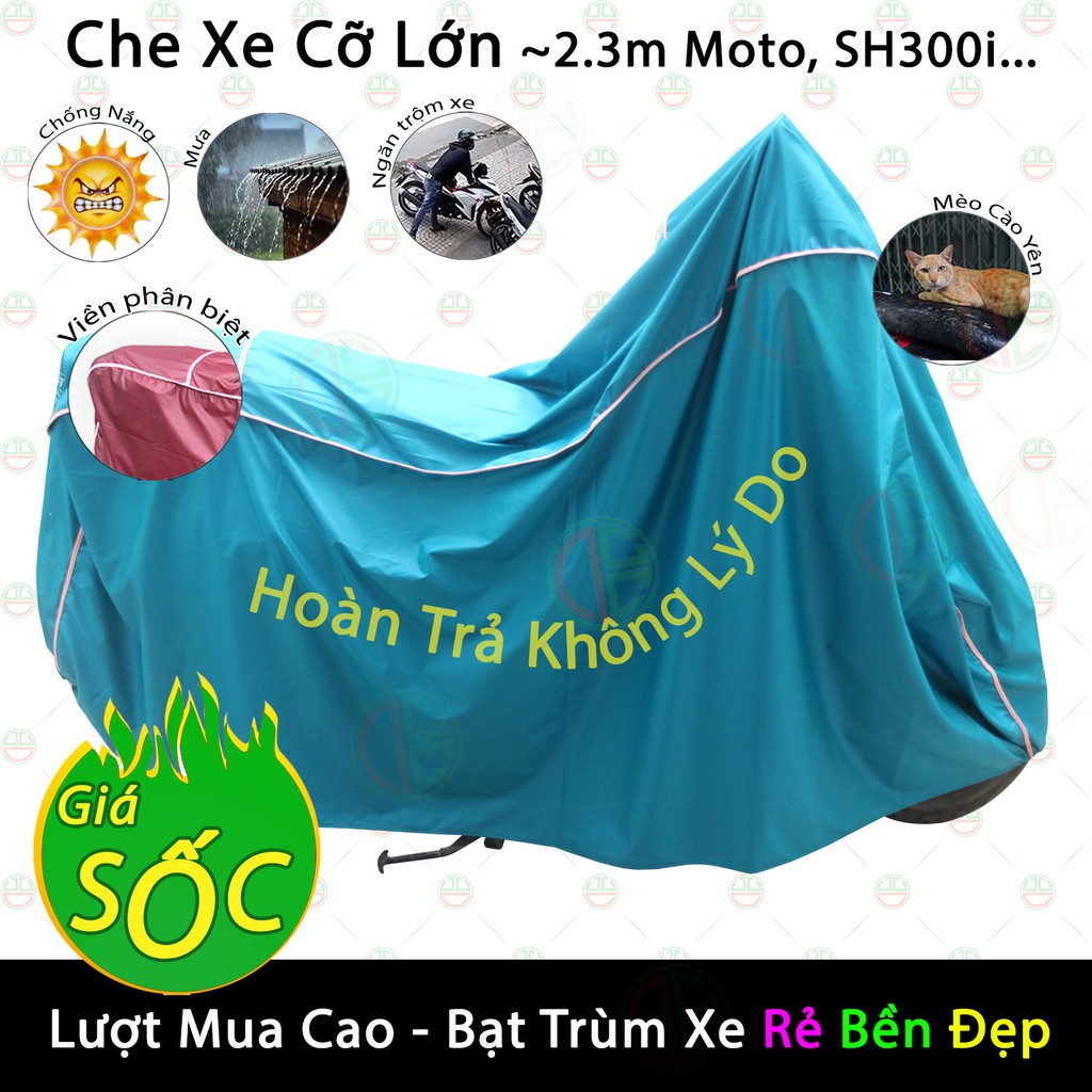 Áo Trùm Bạt Phủ Xe Máy Che Mưa Nắng Dòng Xe Lớn SH, Moto - HMVL-BatXeMay-XB (Nhiều màu)