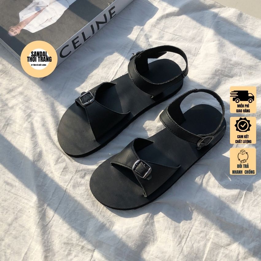 Giày sandal nữ đi học, đi chơi, Dép quai hậu nữ nam Trắng/Đen full size 30-44 SANDALTHOITRANG