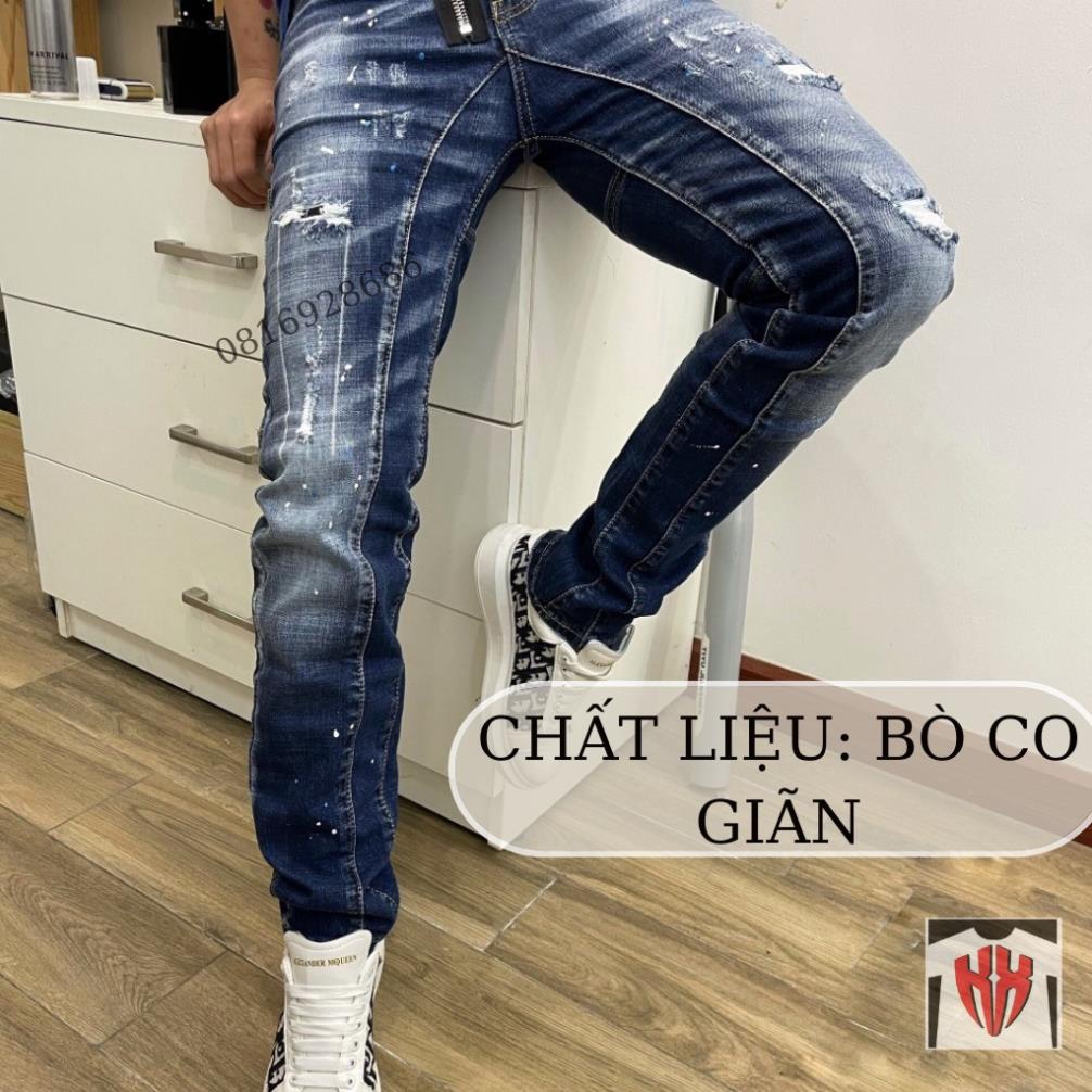 Quần Jean Nam ống Côn DSQ Khóa Đẹp-Quần Bò Côn Nam Rách Vải Cao Cấp Không Phai, Họa Tiết Rách Hot Nhất-KXSHOPMEN-8106 *