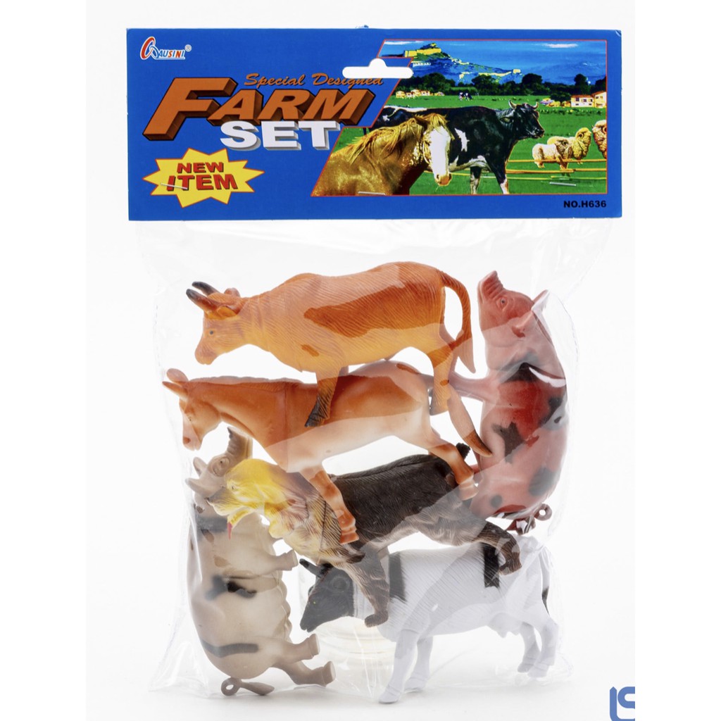 Túi đồ chơi thú nhựa dẻo dành cho bé (Thú nuôi, heo, ngựa, bò, hổ)