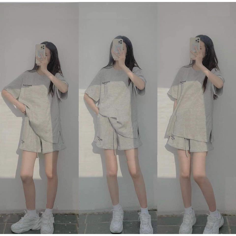 Bộ Thun Thêu Chữ Unsp PEONYB Nữ [FREESHIP]🌸 Set đồ quần short áo phông form rộng tay lỡ kiểu học sinh hàn quốc Ulzzang 🌸 | BigBuy360 - bigbuy360.vn