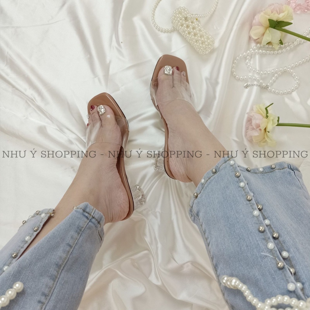 Guốc Cao Gót Đế Vuông Quai Trong 5P