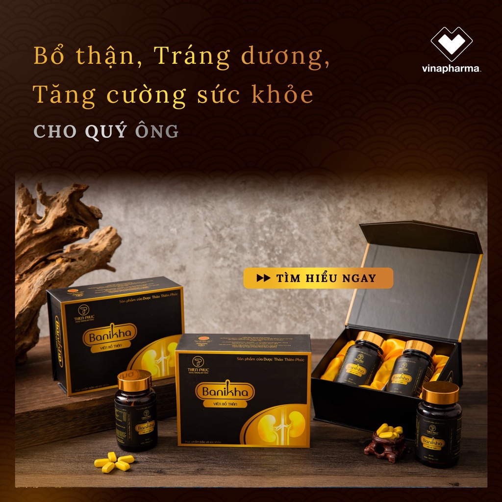 Viên bổ thận banikha Tăng cường sinh lý nam Bổ thận nam Hỗ trợ giảm đau lưng mỏi gối tiểu đêm nhiều Hộp 60 Viên