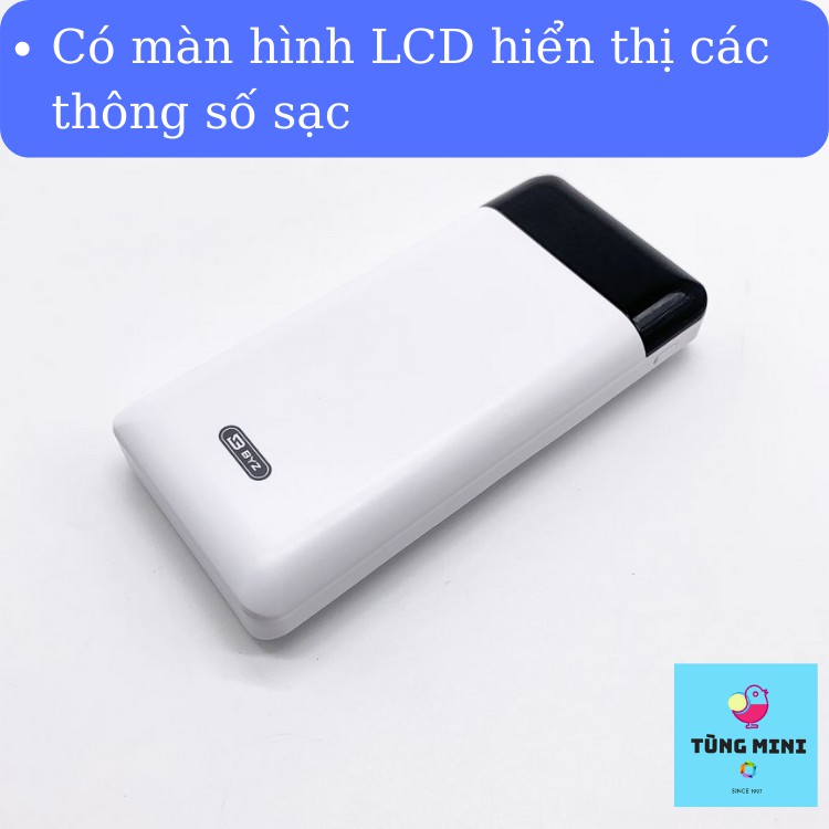 Pin Sạc Dự Phòng BYZ-B108 10.000mah Sạc Nhanh 2 Thiết Bị Hiển Thị Phần Trăm Pin Không Loạn Cảm Ứng Tùng