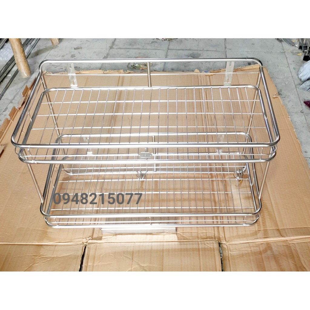 KỆ CHÉN TREO TƯỜNG 2 TẦNG INOX CAO CẤP