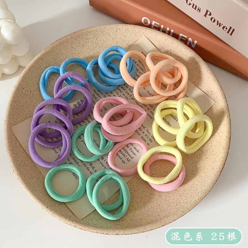 Set 50 dây buộc tóc TENDER AFTERNOONS co giãn nhiều màu sắc thời trang Hàn Quốc cho nữ
