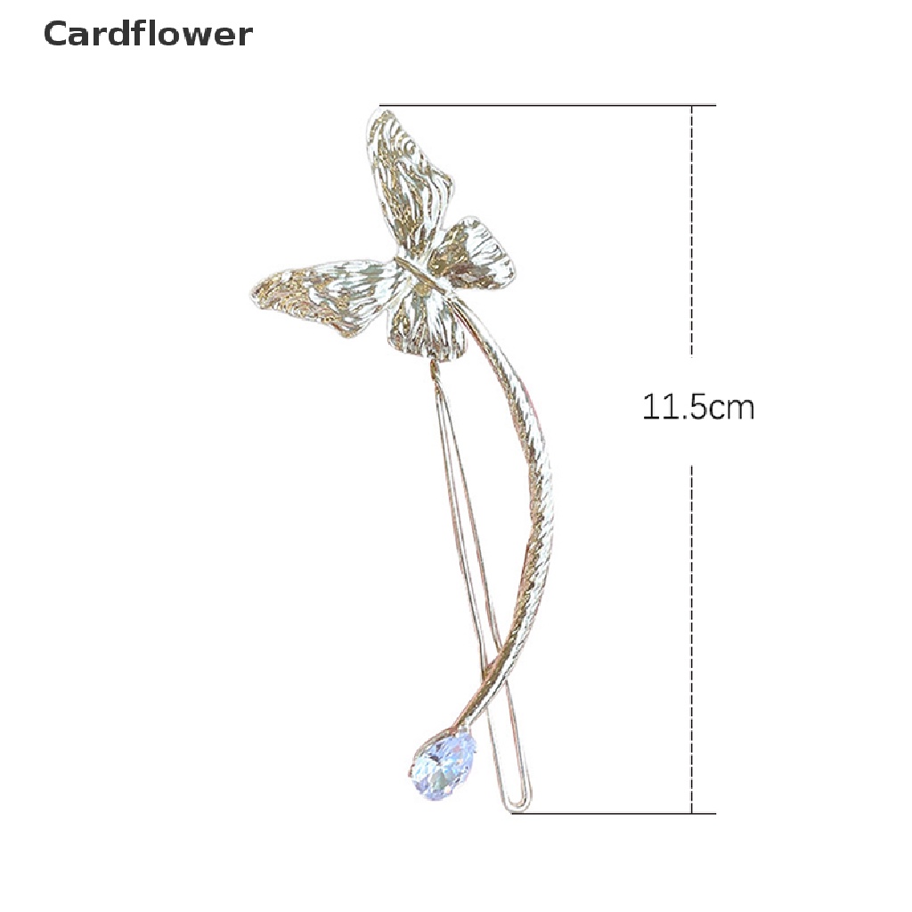 &lt; Cardflower &gt; Kẹp Tóc Kim Loại Cong Đính Ngọc Trai Hình Bướm Phong Cách Retro Đơn Giản Dành Cho Nữ