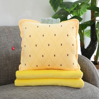 Gối Kèm Mền Trái Cây Vuông, Chăn Gối Văn Phòng 3in1, Gấu Bông Có Mền Hình Cà Rốt, Dứa, Xương Rồng, Dưa Hấu